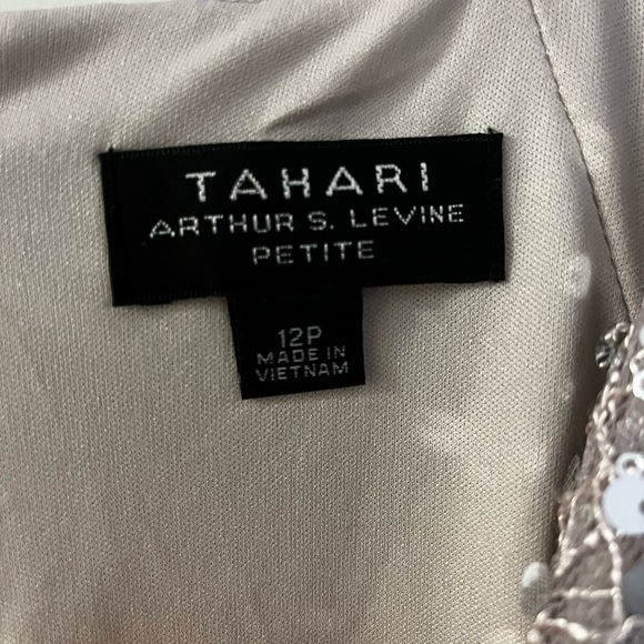 Tahari ASL Women’s Petite Size Ruched Neck Sequin Sheath Dress - Picture 2 of 2